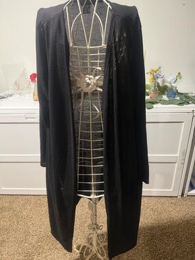 Everyday Black Open-Front Long Cardigan - Classic Layering Piece